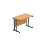 Office Rectangular Desk with Steel Double Upright Cantilever Frame  | 1000X600 | Norwegian Beech/Graphite