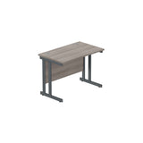 Office Rectangular Desk with Steel Double Upright Cantilever Frame  | 1000X600 | Alaskan Grey Oak/Graphite