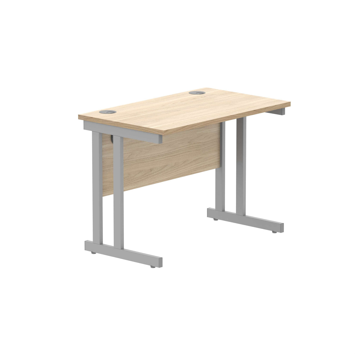 Office Rectangular Desk with Steel Double Upright Cantilever Frame  | 1000X600 | Canadian Oak/Silver
