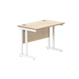 Office Rectangular Desk with Steel Double Upright Cantilever Frame  | 1000X600 | Canadian Oak/White