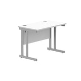 Office Rectangular Desk with Steel Double Upright Cantilever Frame  | 1000X600 | Arctic White/Silver