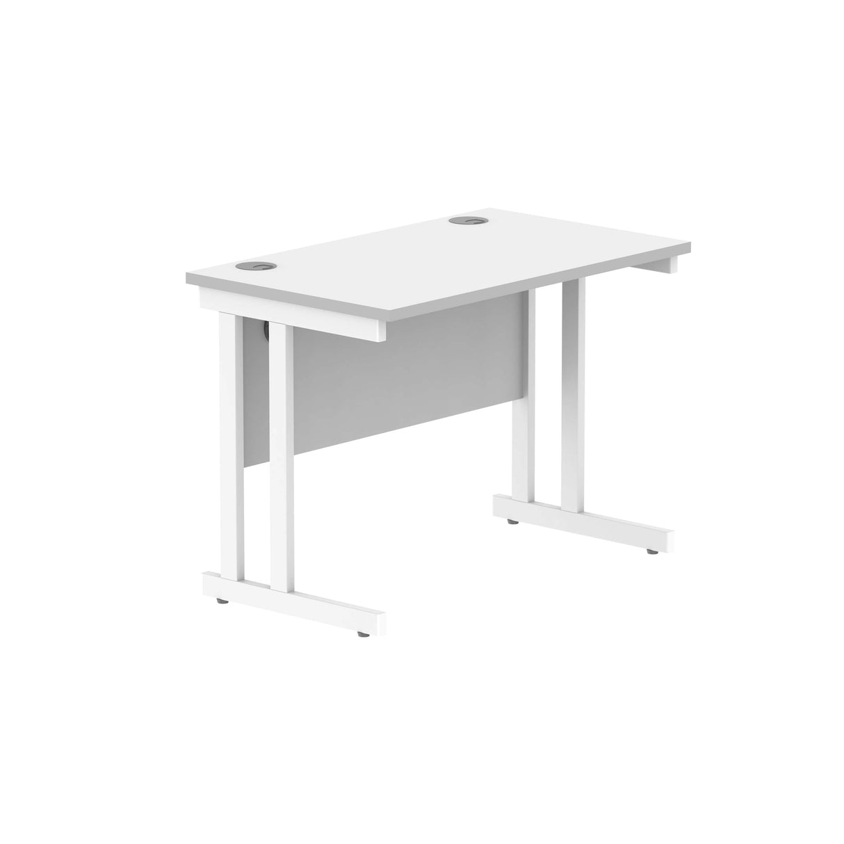 Office Rectangular Desk with Steel Double Upright Cantilever Frame  | 1000X600 | Arctic White/White