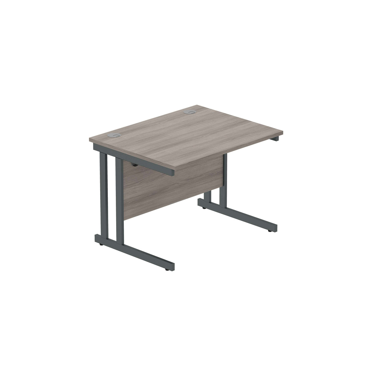 Office Rectangular Desk with Steel Double Upright Cantilever Frame  | 1000X800 | Alaskan Grey Oak/Graphite