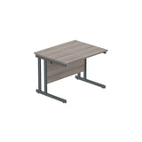 Office Rectangular Desk with Steel Double Upright Cantilever Frame  | 1000X800 | Alaskan Grey Oak/Graphite