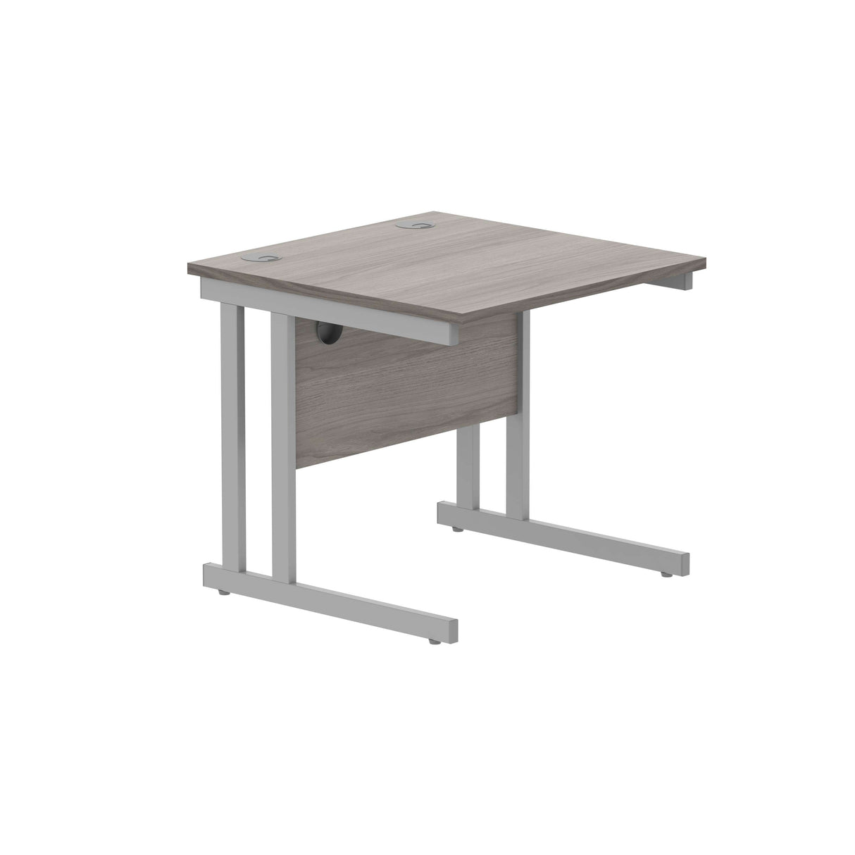 Office Rectangular Desk with Steel Double Upright Cantilever Frame  | 1000X800 | Alaskan Grey Oak/Silver