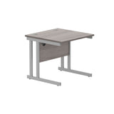 Office Rectangular Desk with Steel Double Upright Cantilever Frame  | 1000X800 | Alaskan Grey Oak/Silver