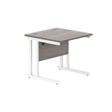 Office Rectangular Desk with Steel Double Upright Cantilever Frame  | 1000X800 | Alaskan Grey Oak/White