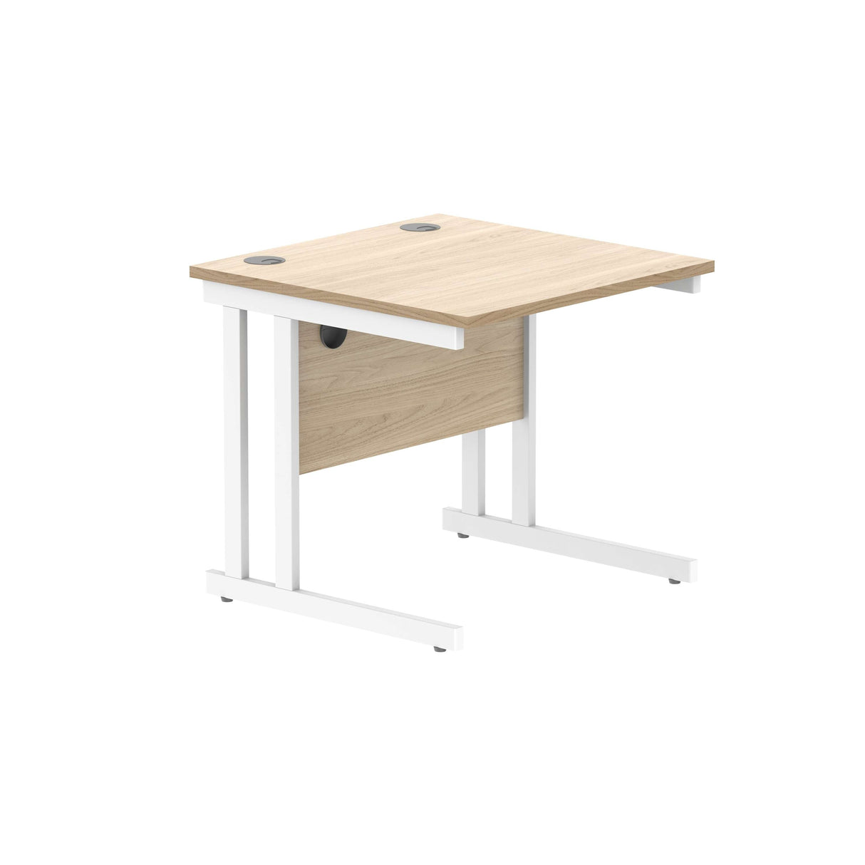 Office Rectangular Desk with Steel Double Upright Cantilever Frame  | 1000X800 | Canadian Oak/White