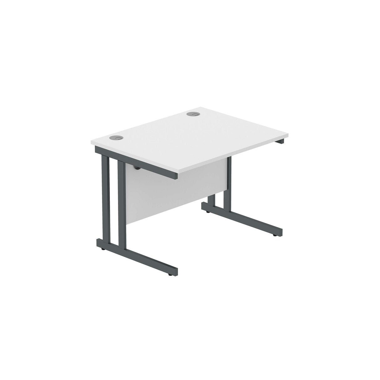 Office Rectangular Desk with Steel Double Upright Cantilever Frame  | 1000X800 | Arctic White/Graphite