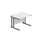 Office Rectangular Desk with Steel Double Upright Cantilever Frame  | 1000X800 | Arctic White/Graphite