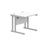 Office Rectangular Desk with Steel Double Upright Cantilever Frame  | 1000X800 | Arctic White/Silver