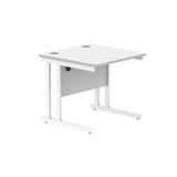 Office Rectangular Desk with Steel Double Upright Cantilever Frame  | 1000X800 | Arctic White/White