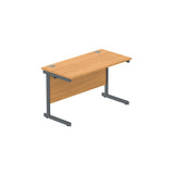 Office Rectangular Desk with Steel Single Upright Cantilever Frame  | 1200X600 | Norwegian Beech/Graphite