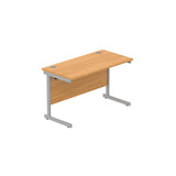 Office Rectangular Desk with Steel Single Upright Cantilever Frame  | 1200X600 | Norwegian Beech/Silver