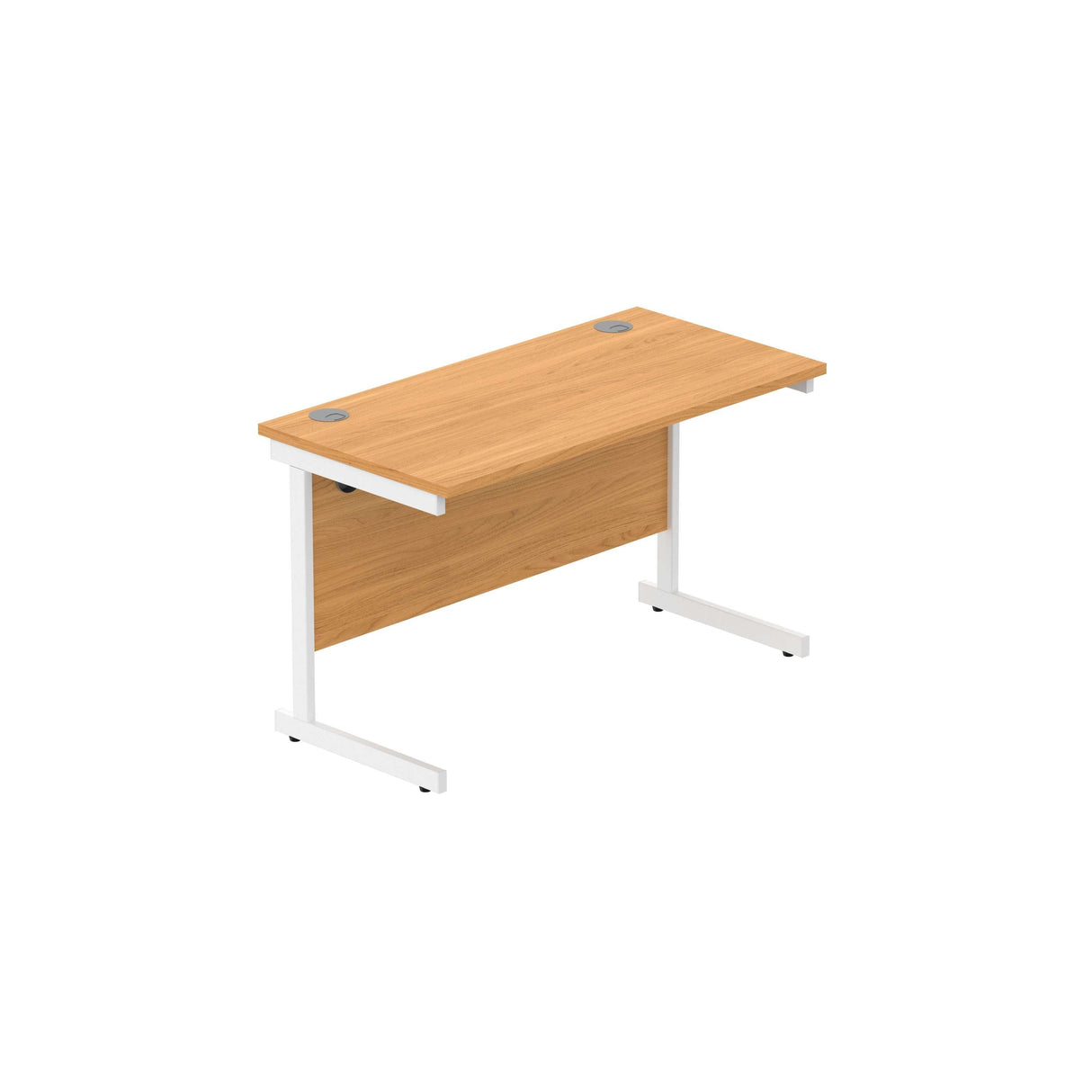 Office Rectangular Desk with Steel Single Upright Cantilever Frame  | 1200X600 | Norwegian Beech/White
