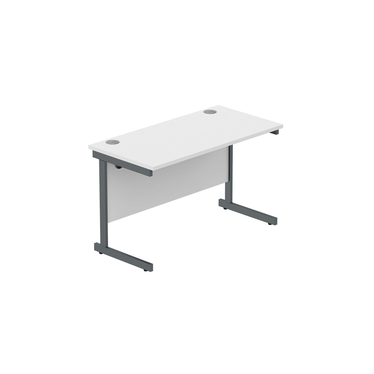 Office Rectangular Desk with Steel Single Upright Cantilever Frame  | 1200X600 | Arctic White/Graphite