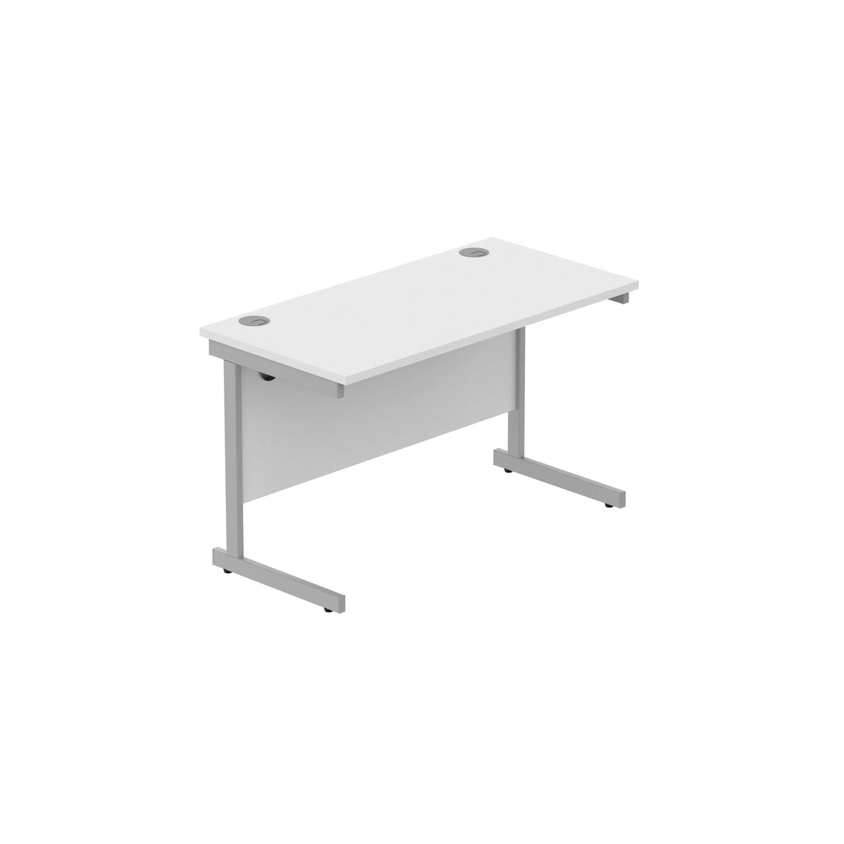 Office Rectangular Desk with Steel Single Upright Cantilever Frame  | 1200X600 | Arctic White/Silver