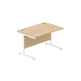 Office Rectangular Desk with Steel Single Upright Cantilever Frame  | 1200X800 | Canadian Oak/White