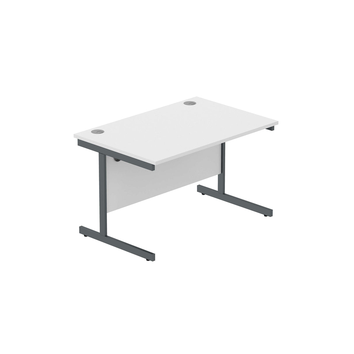 Office Rectangular Desk with Steel Single Upright Cantilever Frame  | 1200X800 | Arctic White/Graphite