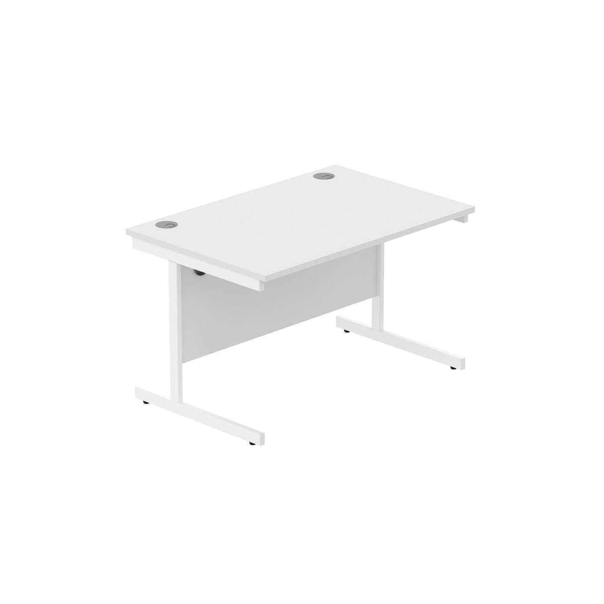 Office Rectangular Desk with Steel Single Upright Cantilever Frame  | 1200X800 | Arctic White/White