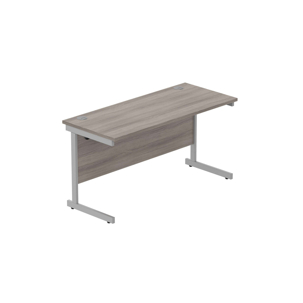 Office Rectangular Desk with Steel Single Upright Cantilever Frame  | 1400X600 | Alaskan Grey Oak/Silver