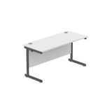 Office Rectangular Desk with Steel Single Upright Cantilever Frame  | 1400X600 | Arctic White/Graphite