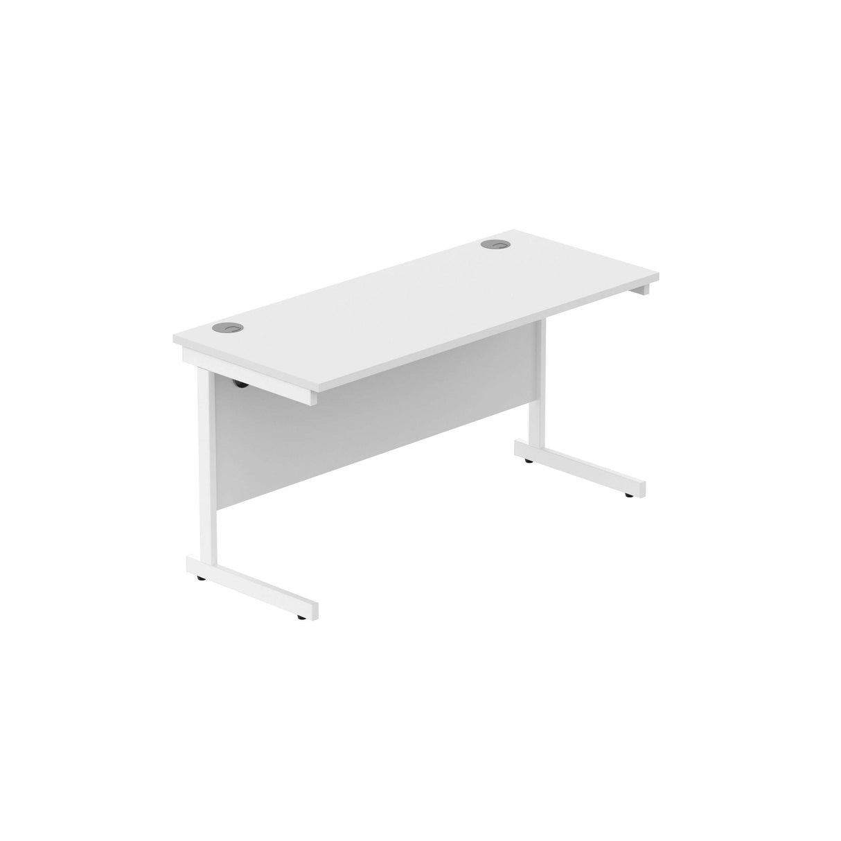 Office Rectangular Desk with Steel Single Upright Cantilever Frame  | 1400X600 | Arctic White/White
