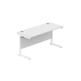 Office Rectangular Desk with Steel Single Upright Cantilever Frame  | 1400X600 | Arctic White/White