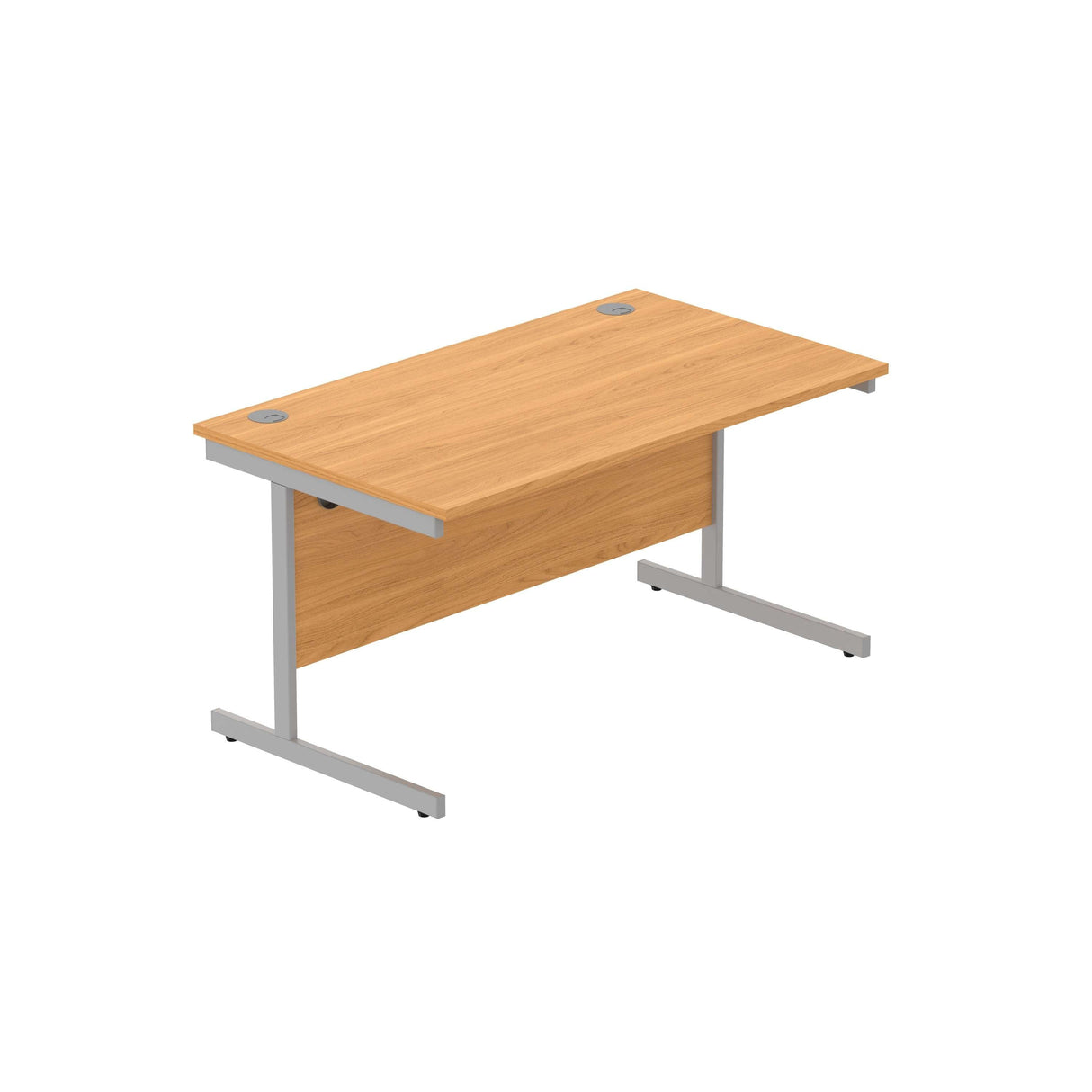 Office Rectangular Desk with Steel Single Upright Cantilever Frame  | 1400X800 | Norwegian Beech/Silver