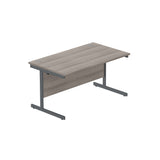Office Rectangular Desk with Steel Single Upright Cantilever Frame  | 1400X800 | Alaskan Grey Oak/Graphite