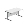 Office Rectangular Desk with Steel Single Upright Cantilever Frame  | 1400X800 | Arctic White/Graphite
