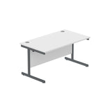 Office Rectangular Desk with Steel Single Upright Cantilever Frame  | 1400X800 | Arctic White/Graphite