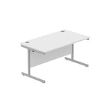 Office Rectangular Desk with Steel Single Upright Cantilever Frame  | 1400X800 | Arctic White/Silver