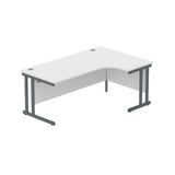 Office Right Hand Corner Desk with Steel Double Upright Cantilever Frame  | 1800X1200 | White/Graphite