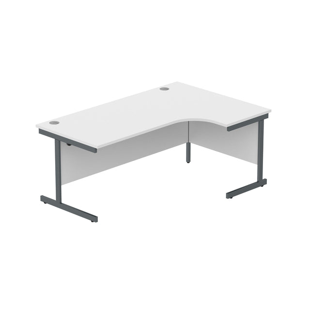 Office Right Hand Corner Desk with Steel Single Upright Cantilever Frame  | 1800X1200 | White/Graphite
