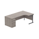 Single Upright Right Hand Radial Desk + Desk High Pedestal