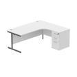 Single Upright Right Hand Radial Desk + Desk High Pedestal  | 600mm Deep Pedestal | 1800 X 1200 | Arctic White/Graphite