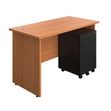 Panel Rectangular Desk + 3 Drawer Steel Pedestal Bundle  600