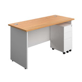 Panel Plus Rectangular Desk + 3 Drawer Slimline Steel Pedestal Bundle