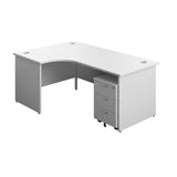 Panel Left Hand Radial Desk + 3 Drawer Mobile Pedestal Bundle  | 1800X1200 | White/White