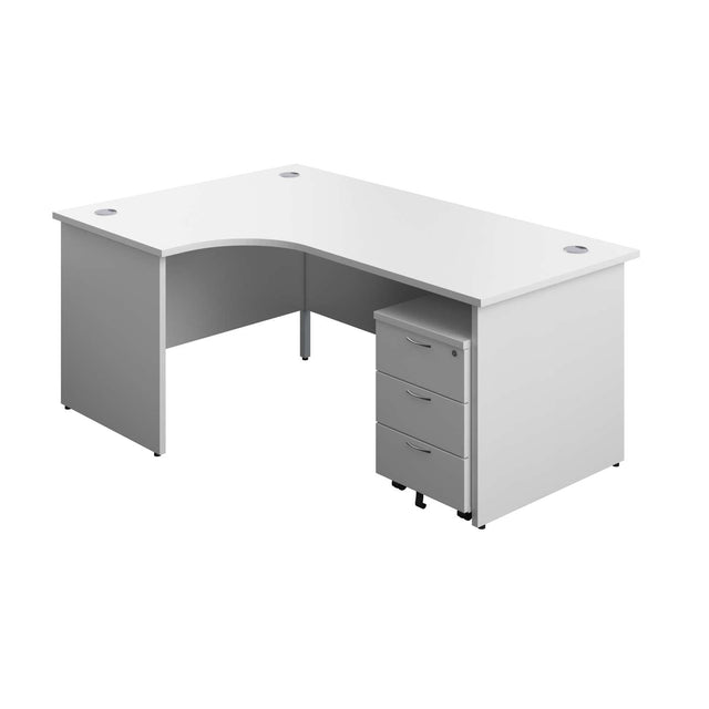 Panel Left Hand Radial Desk + 3 Drawer Mobile Pedestal Bundle  | 1800X1200 | White/White