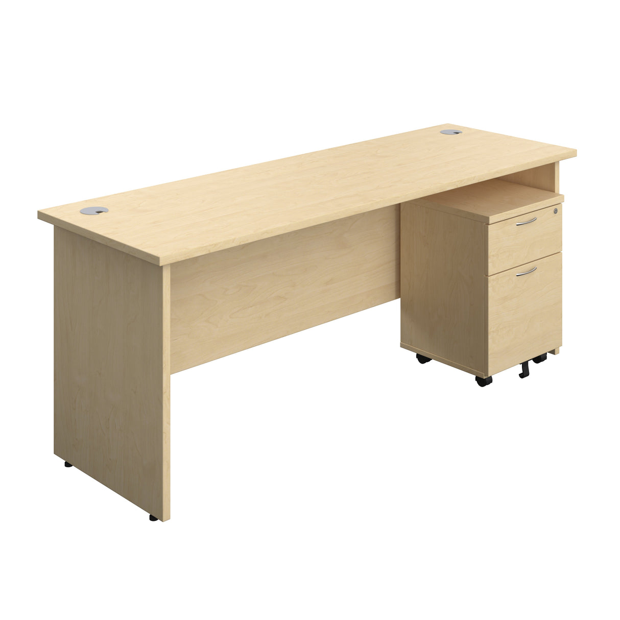Panel Rectangular Desk + 2 Drawer Mobile Pedestal Bundle