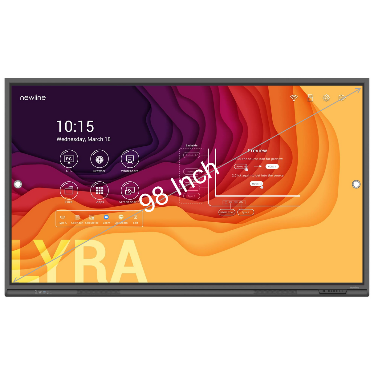 Newline Lyra TT-9821Q 98" 4k interactive Touchscreen