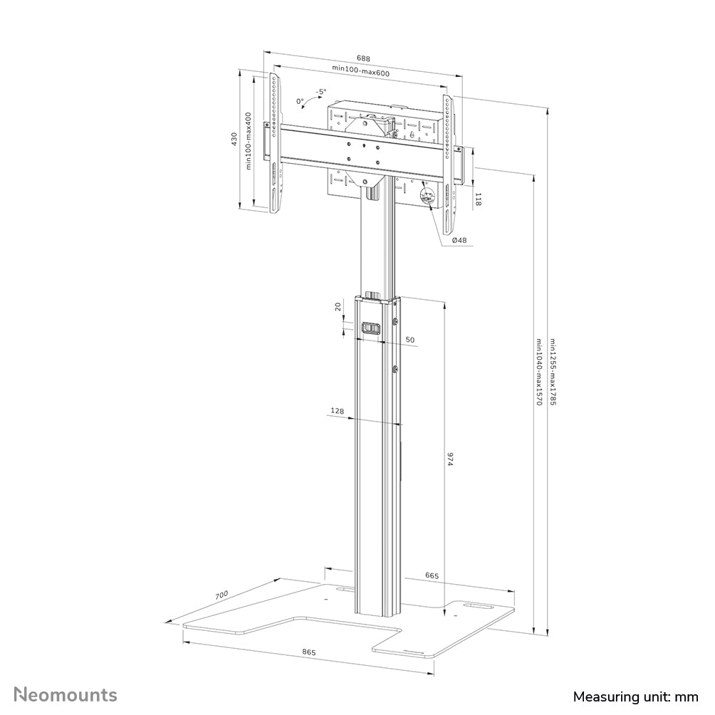Neomounts FL45S-825BL1 MOVE TV Floor Stand 37-75"
