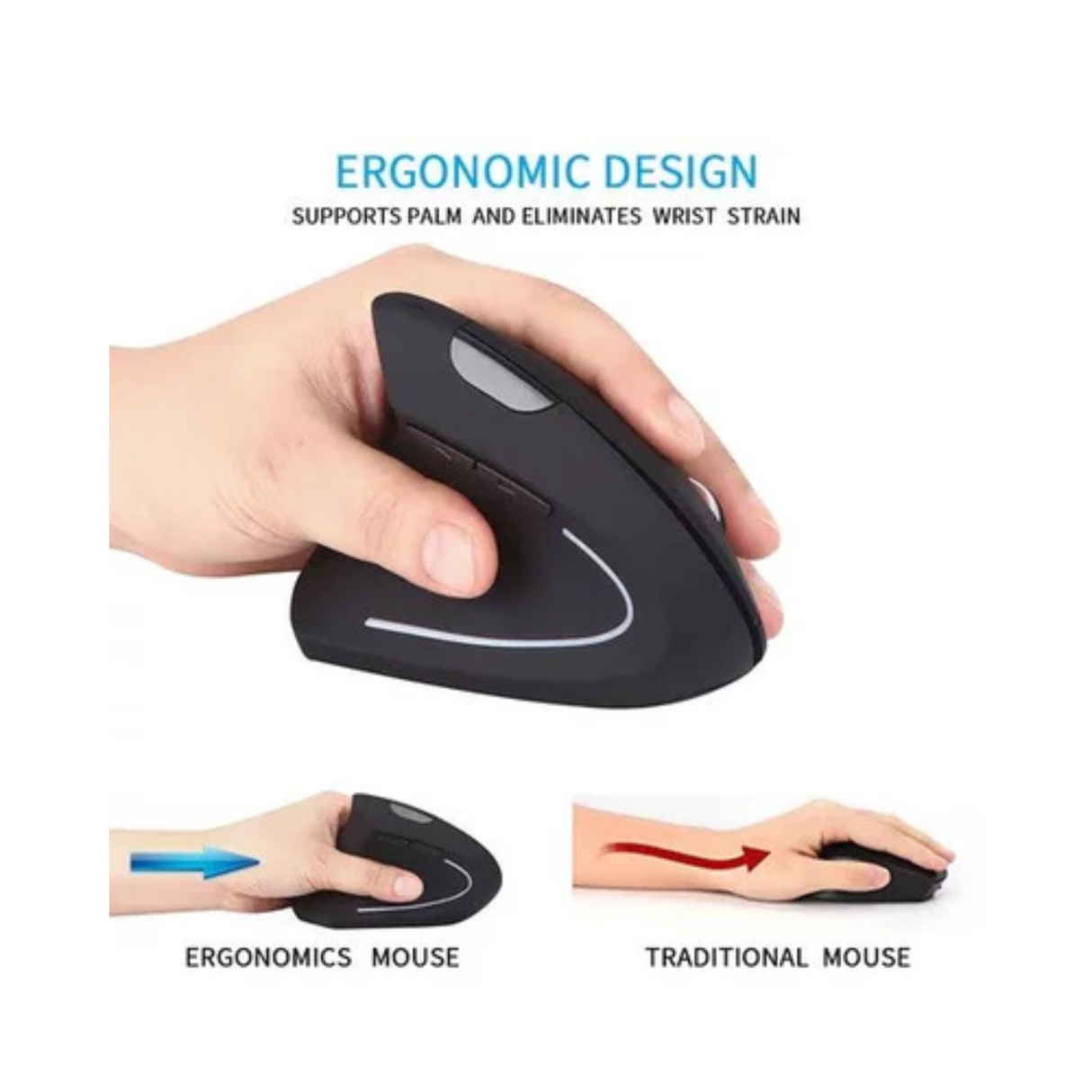 Left Handed Ergonomic Wireless Mouse