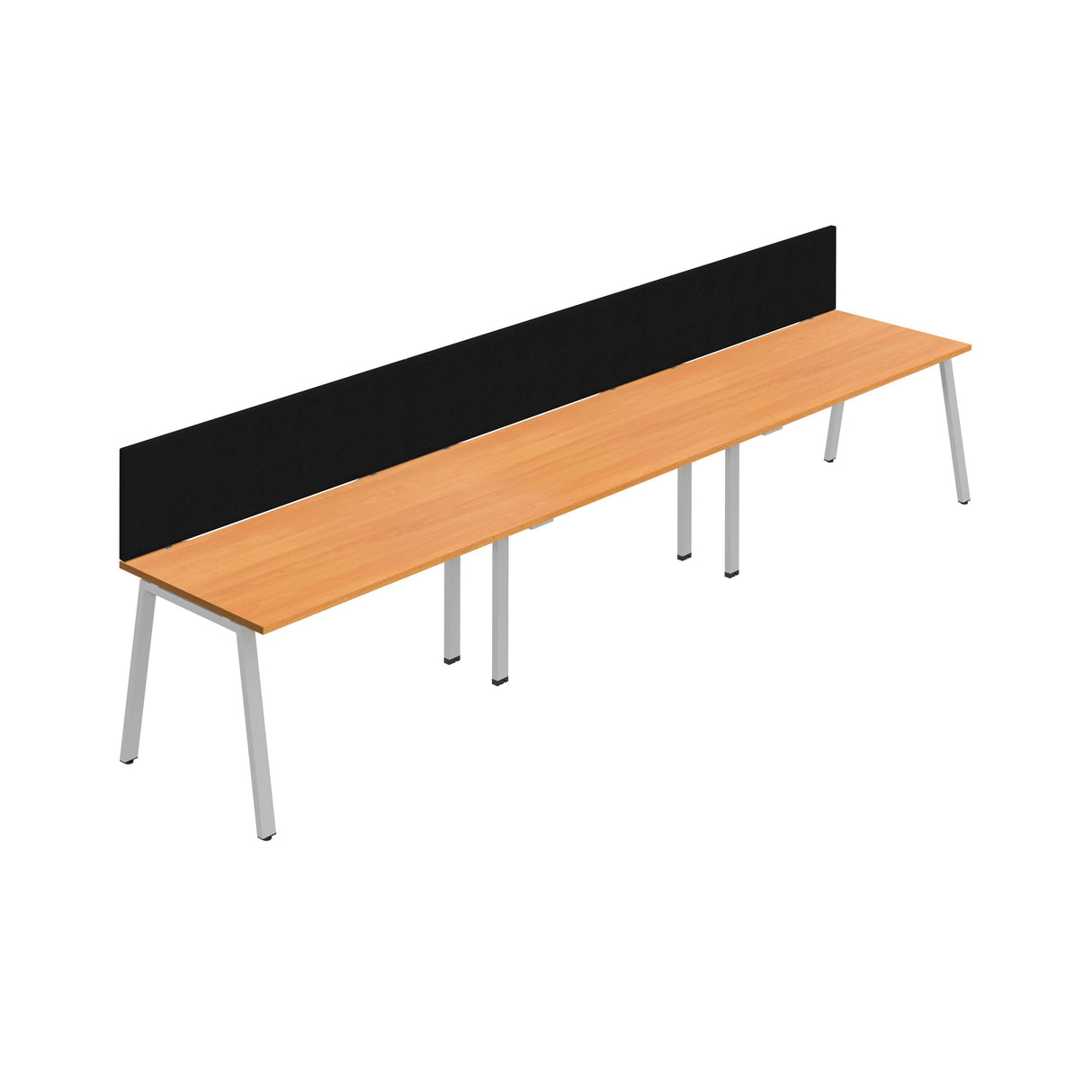 Synergy 3SP Bench Desk|1400X800mm|A-Frame|Beech/Silver|Black Screen