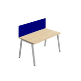 Synergy 1SP Bench Desk|1600X800mm|A-Frame|Nova Oak/Silver|Royal Blue Screen