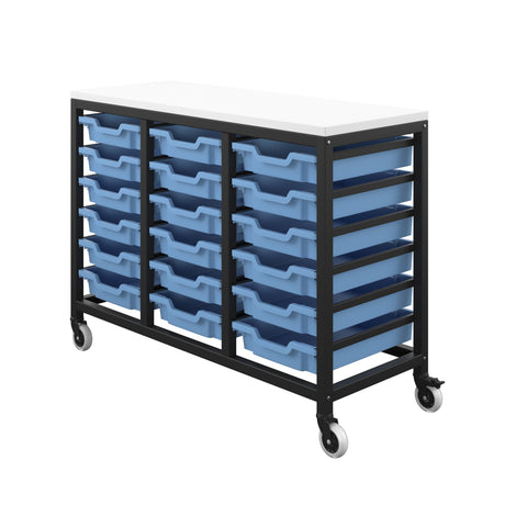 Titan 3 Draw Deep F2 Tray Unlimited Mobile Storage Unit Black Frame White Top