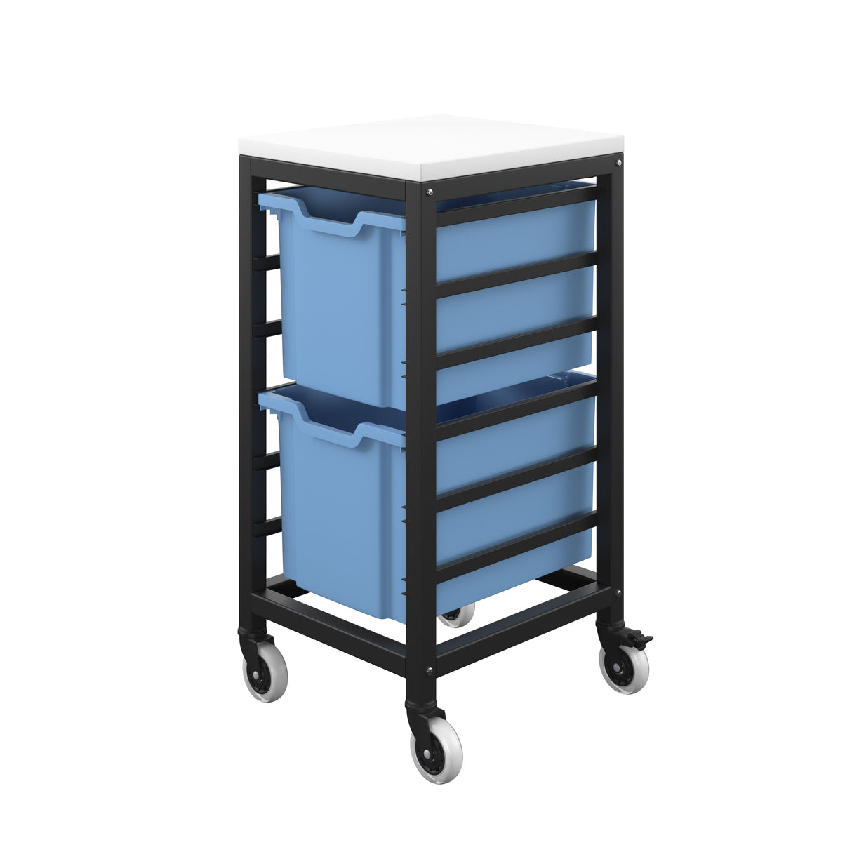 Titan 3 Draw Deep F2 Tray Unlimited Mobile Storage Unit Black Frame White Top