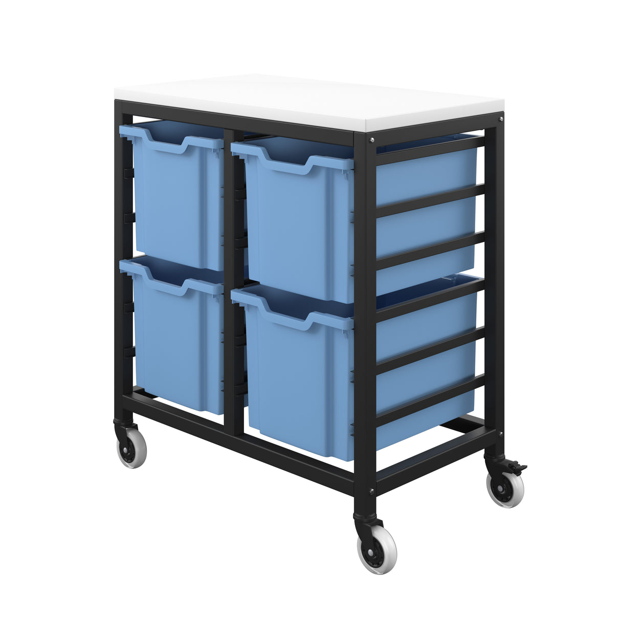 Titan 3 Draw Deep F2 Tray Unlimited Mobile Storage Unit Black Frame White Top